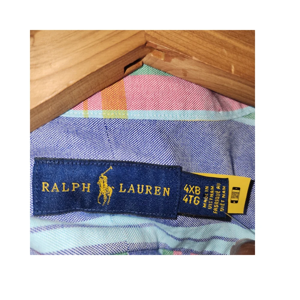 Polo Ralph Lauren Blue and Green Plaid‎ Classic Fit Shirt, 4XB